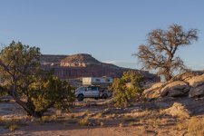 Trees Flanking Overland Camper at Campsite near Moab.jpg
