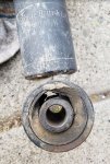2006 LR3 - Rear Right Shock Damaged Bushing Close Up.JPG