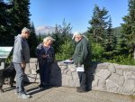 Gary explaining the eruption of Mt St. Helens to George and Marie with Duke watching.jpg