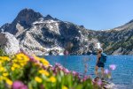 Hiker Enjoying View of Mount Regan from Shoreline of Sawtooth Lake.jpg