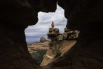 Melissa Edge Watching Sunrise from Atop a Hoodoo in sedona Wrapped in Voited Blanket-4.jpg