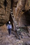 Melissa Edge Hikes Around a Ladder Next to a Sinagua Ruin in Long Canyon.jpg