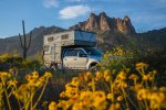 Three Sisters Looming Above Overlanding Campsite Ringed with Desert Wildflowers.jpg