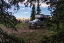 Evergreens Framing Overlanding Campsite at Sunset in San Juan Mountains.jpg